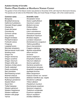 Native Garden Plant List