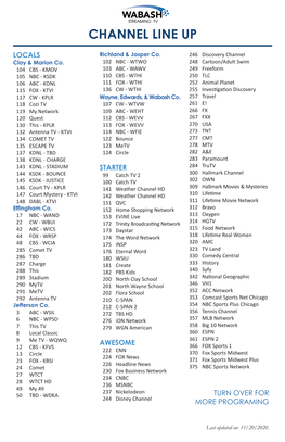 Channel Line Up