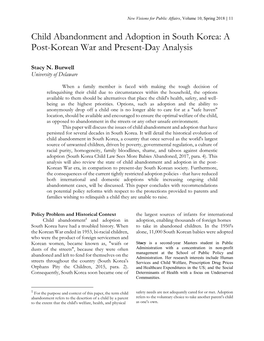 Child Abandonment and Adoption in South Korea: a Post-Korean War and Present-Day Analysis