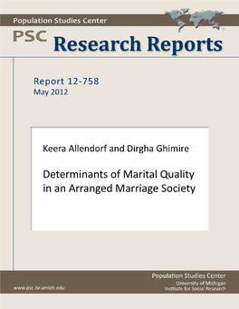 Determinants of Marital Quality in an Arranged Marriage Society