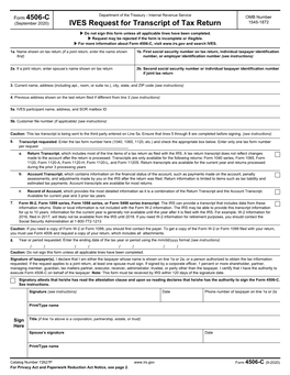 Form 4506-C, IVES Request for Transcript of Tax Return