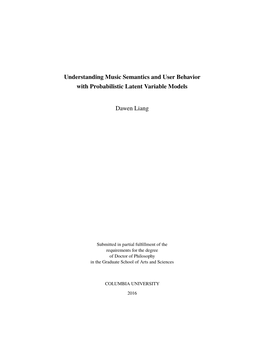 Understanding Music Semantics and User Behavior with Probabilistic Latent Variable Models