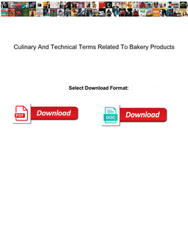 Culinary and Technical Terms Related to Bakery Products