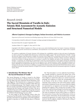 The Sacred Mountain of Varallo in Italy: Seismic Risk Assessment by Acoustic Emission and Structural Numerical Models