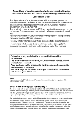 Consultation Guide for Salt-Wedge Estuaries Ecological Community