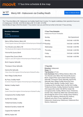 17 Bus Time Schedule & Line Route