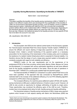 Liquidity–Saving Mechanisms: Quantifying the Benefits in TARGET2