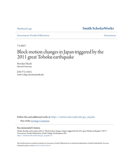 Block Motion Changes in Japan Triggered by the 2011 Great Tohoku Earthquake Brendan Meade Harvard University