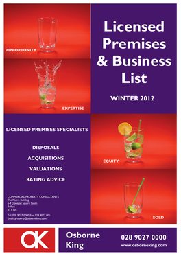 Licensed Premises & Business List
