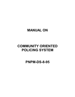 Manual on Community Oriented Policing System