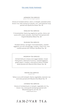 Tea and Food Pairings