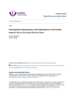 Homophobia, Heterosexism, and Ambivalence in the Premier Issue of Sports Illustrated Woman/Sport