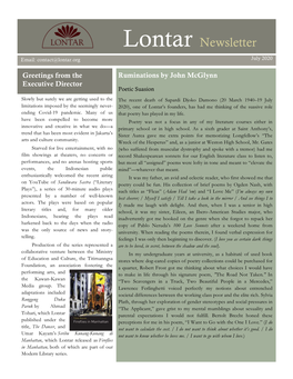 Lontar Newsletter Email: Contact@Lontar.Org July 2020