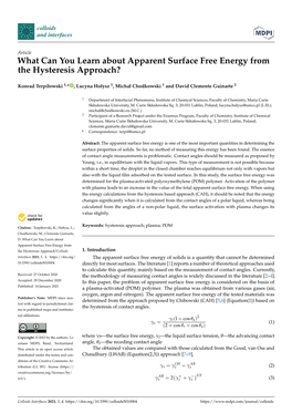 What Can You Learn About Apparent Surface Free Energy from the Hysteresis Approach?