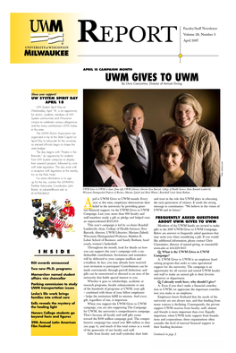 UWM Gives to UWM by Chris Ciancimino, Director of Annual Giving