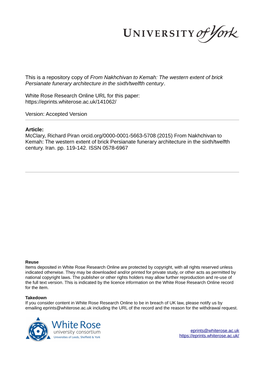 The Western Extent of Brick Persianate Funerary Architecture in the Sixth/Twelfth Century