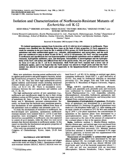 Isolation and Characterization of Norfloxacin-Resistant Mutants Of