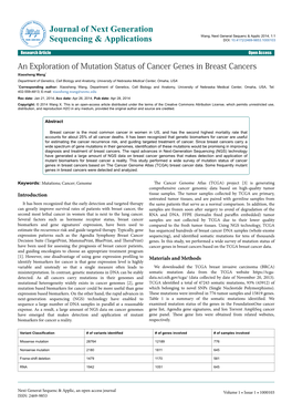 An Exploration of Mutation Status of Cancer Genes in Breast Cancers