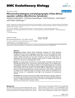 Mitochondrial Phylogeny and Phylogeography of East African
