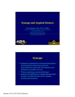 Syncope and Atypical Seizures