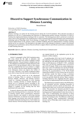 Discord to Support Synchronous Communication in Distance Learning