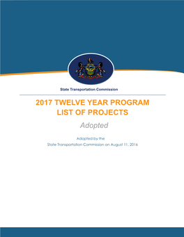 2017 Twelve Year Program List of Projects Adopted