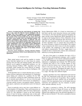 Swarm Intelligence for Solving a Traveling Salesman Problem