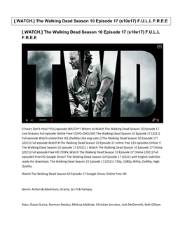 The Walking Dead Season 10 Episode 17 (S10e17) F.U.L.L F.R.E.E