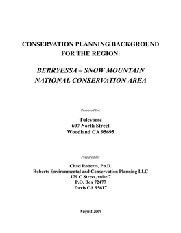 Conservation Planning Framework for the Berryessa – Snow Mountain Region