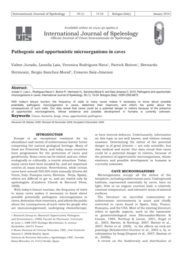 Pathogenic and Opportunistic Microorganisms in Caves