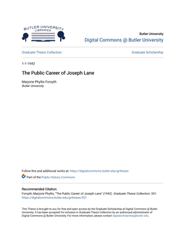 The Public Career of Joseph Lane