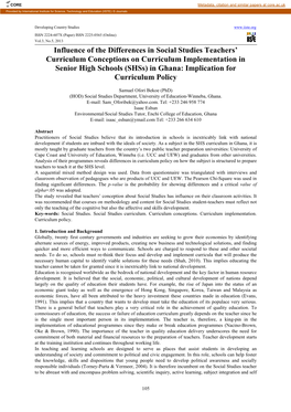 Influence of the Differences in Social Studies Teachers' Curriculum