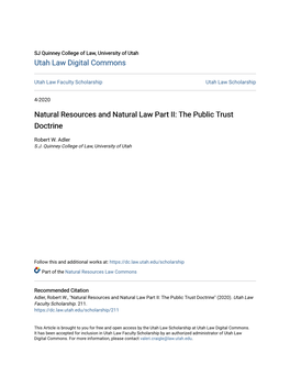 Natural Resources and Natural Law Part II: the Public Trust Doctrine