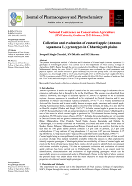 Collection and Evaluation of Custard Apple (Annona Squamosa L