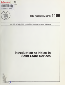 Introduction to Noise in Solid State Devices