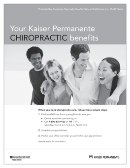 Your Kaiser Permanente CHIROPRACTIC Benefits