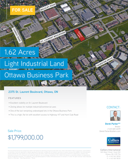 1.62 Acres Light Industrial Land Ottawa Business Park