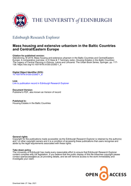 Mass Housing and Extensive Urbanism in the Baltic Countries and Central/Eastern Europe