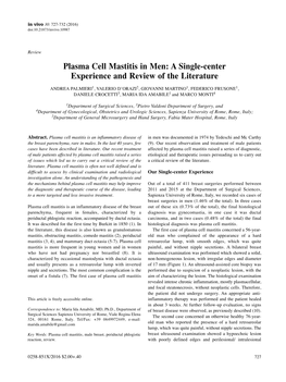 Plasma Cell Mastitis In