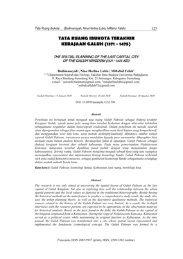 Tata Ruang Ibukota Terakhir Kerajaan Galuh (1371 - 1475)