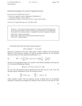 Classical Analogue of a Class of Squeezed States