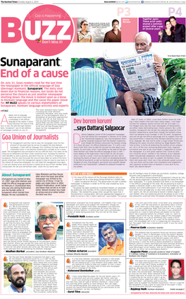 Sunaparant: End of a Cause on July 31, Goan Readers Read for the Last Time the Newspaper in the Official Language of Goa (Devnagri Konkani), Sunaparant