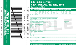 PS Form 3800, April 2015 PSN 7530-02-000-9047 See Reverse for Instructions