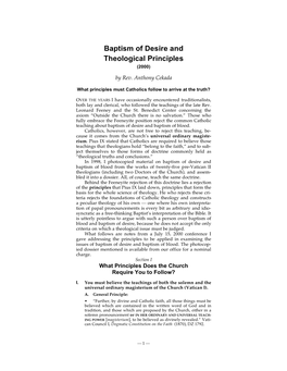 Baptism of Desire and Theological Principles (2000)