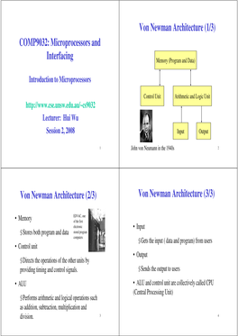 Microprocessors and Interfacing Von Newman Architecture (1/3)