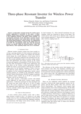 Three-Phase Resonant Inverter for Wireless Power Transfer