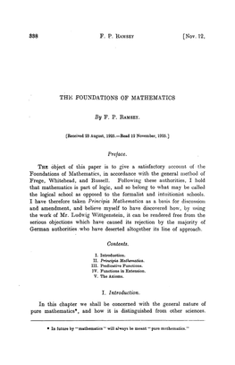 The Foundations of Mathematics, in Accordance with the General Method of Frege, Whitehead, and Bussell
