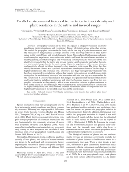 Parallel Environmental Factors Drive Variation in Insect Density and Plant Resistance in the Native and Invaded Ranges