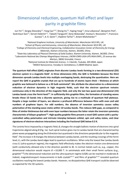 Dimensional Reduction, Quantum Hall Effect and Layer Parity in Graphite Films