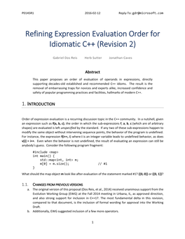 Refining Expression Evaluation Order for Idiomatic C++ (Revision 2)